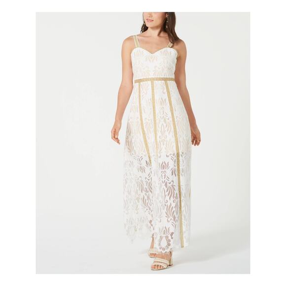 Anthropologie Foxiedox White Gold Lace Sleeveless Maxi Dress Size Small